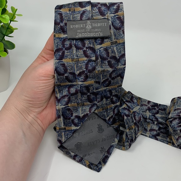 Robert Talbott blue geometric/floral silk tie - Picture 3 of 4